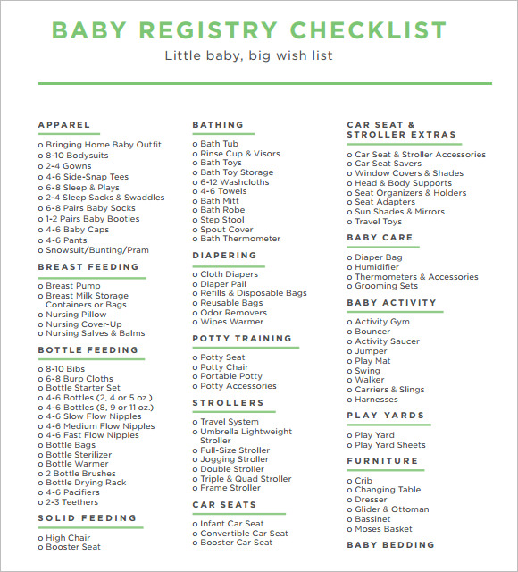 first baby registry checklist printable