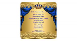 baby shower flyer baby shower boy little prince royal blue golden card rebffadaaabecaffc zknkm