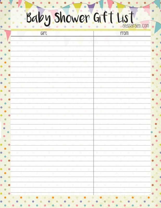 baby shower gift tracker