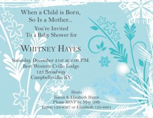 baby shower invitations that can be edited blue and white flowers preview