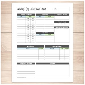 babysitter information sheet nanny log daily infant care sheet printable planning