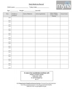 babysitter information sheets medicine log