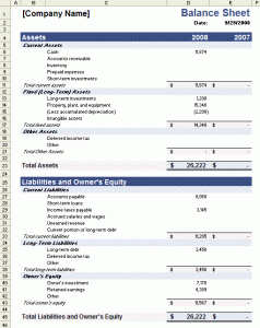 balance sheet template excel balance sheet screenshot