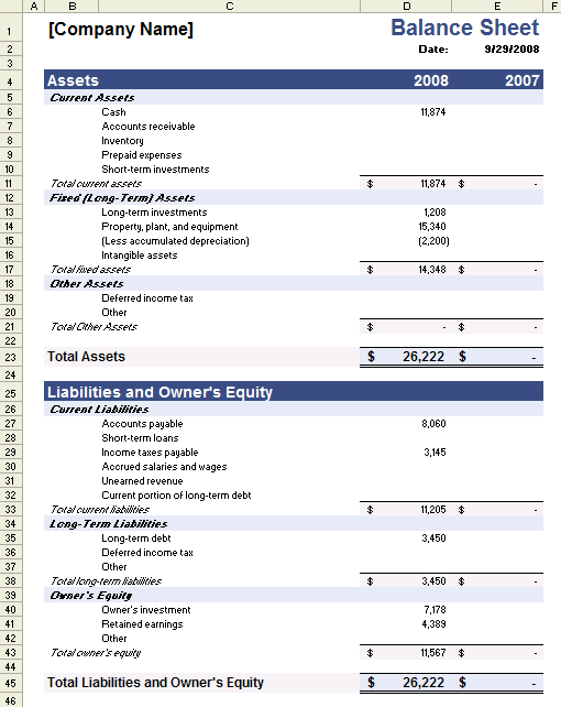 balance sheet template excel