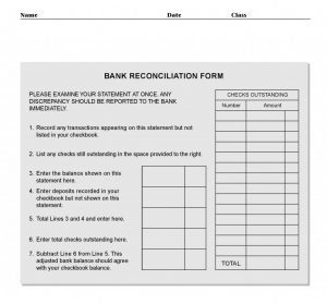 bank reconciliation template bank reconciliation form e x