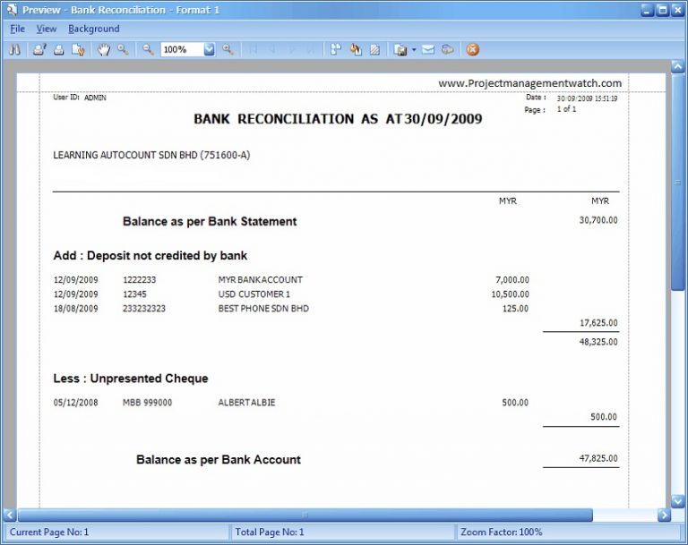 personal finance software reconciliation