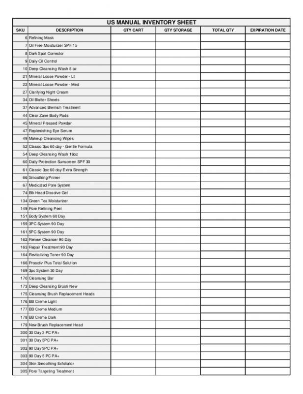 bar inventory spreadsheet