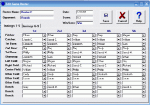 baseball lineup sheet bbaroster