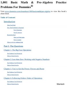 basic algebra problems basic math and pre algebra practice problems for dummies math amp science mantesh