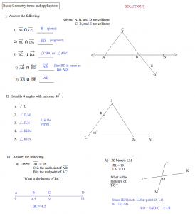 basic geometry worksheets basic geometry terms and applications solutions large