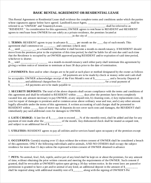 basic lease agreement