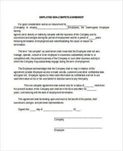 basic non disclosure agreement employee non compete agreement form