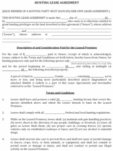 basic rental agreement fillable hunting land lease agreement x