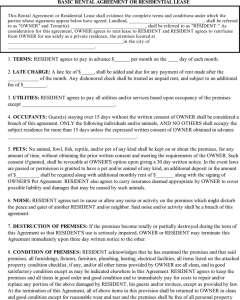 basic rental agreement or residential lease basic rental agreement