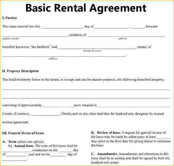 basic rental agreement or residential lease template business