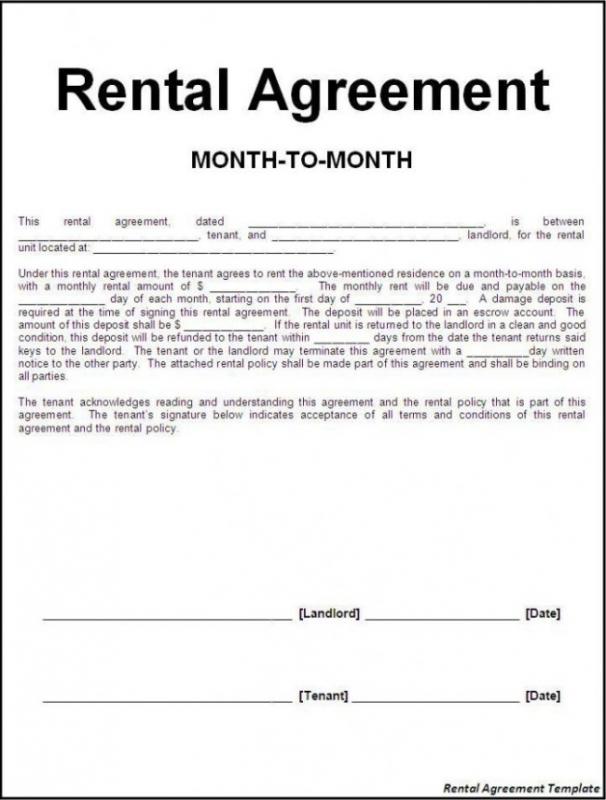 Basic Rental Agreement Or Residential Lease Word Doc Template Business