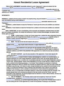 basic rental agreement or residential lease word doc hawaii residential lease agreement x