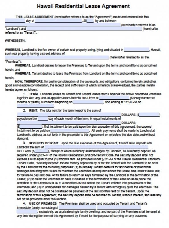 basic rental agreement or residential lease word doc