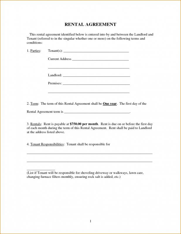 Basic Rental Agreement Template Template Business