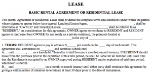 basic rental agreement word document sample