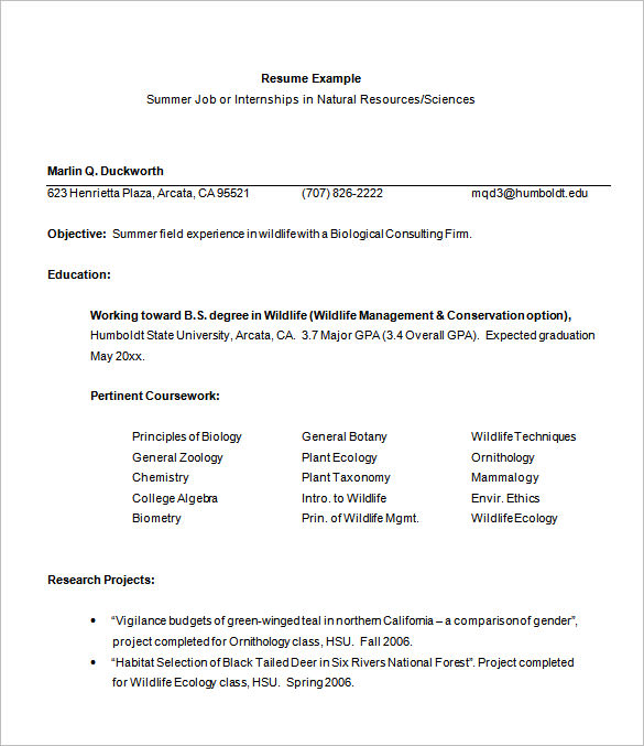 basic resume objective internship resume template 11 free samples examplespsd internship resume template