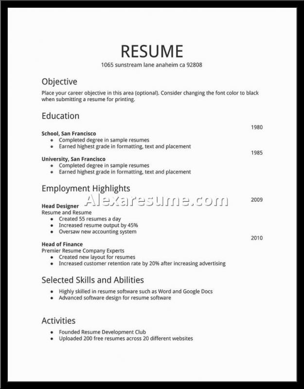 Simple Resume Examples Basic Resumes Examples 2019 Simple Resumes 