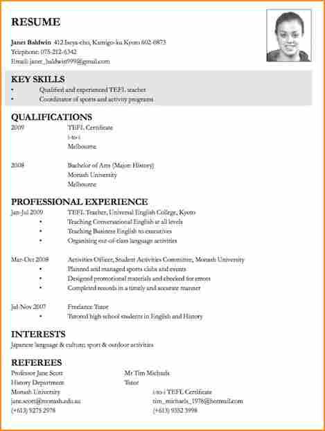 basic resume template word