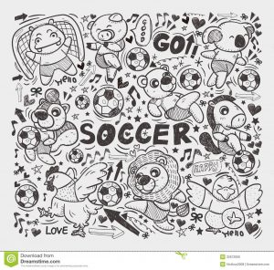 basketball player drawing doodle animal soccer player element cartoon vector illustration