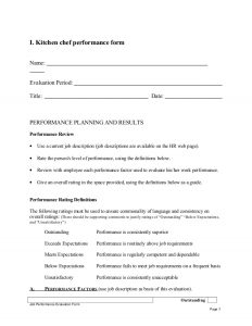 basketball tryout evaluation form kitchen chef performance appraisal