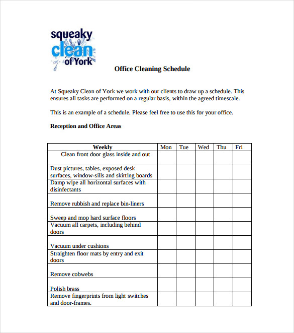 bathroom cleaning schedule