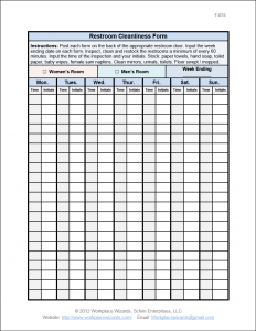 bathroom cleaning schedule restroom checklist large