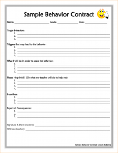 behavior contract template behavior contract template