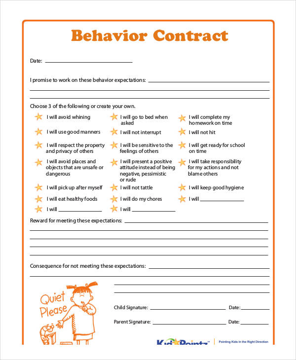 Behavior Contract Template Template Business