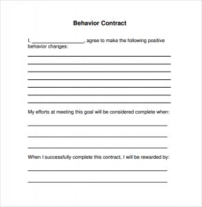 behavior contract template simple behavior contract template