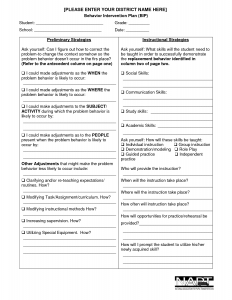 behavior plan template behavior intervention plan template fiewo