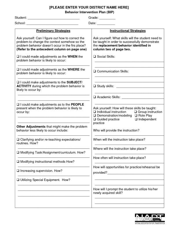 behavior plan template