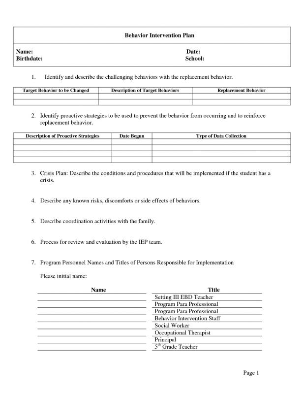 behavior plan template