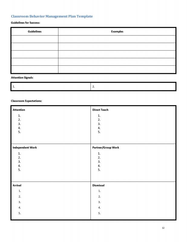 behavior plan template