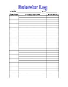 behavior tracking sheet student behavior log printable