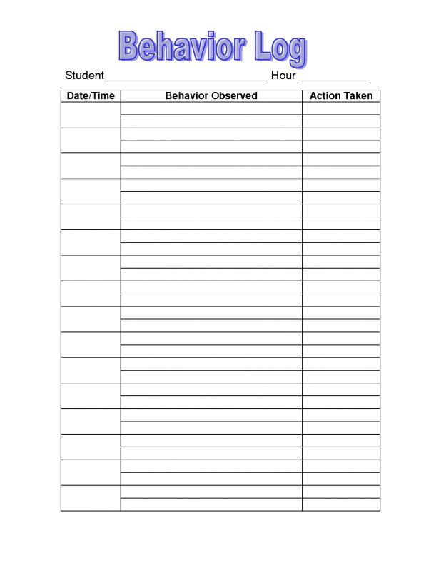 behavior tracking sheet