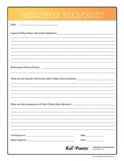 behavioral contract template