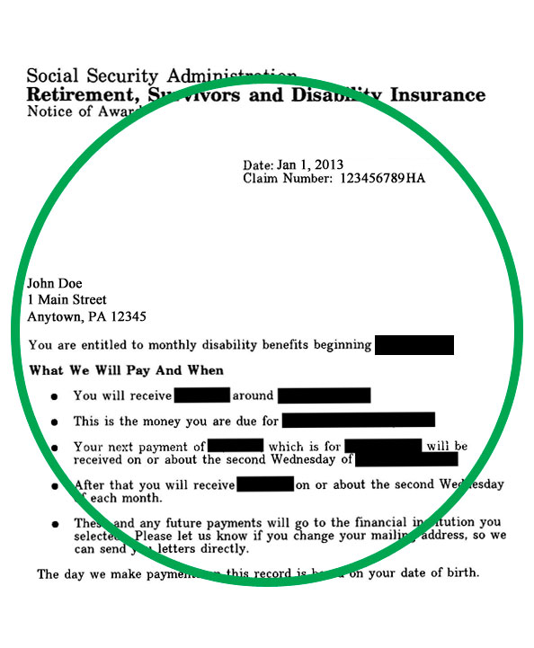 Social Security Award Letter / 1099 Letter Request / Social Security