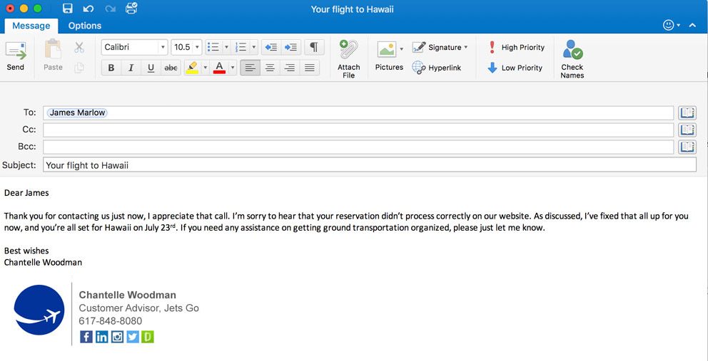 corporate email signature example