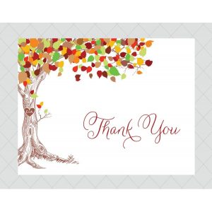 best thank you notes free simple with tree design and colorful leaves red text white background unique and modern style images of thank you cards