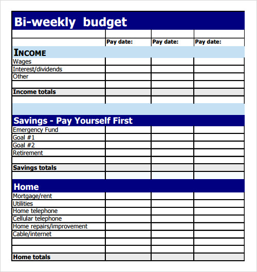 Bi Weekly Budget Template Printable Customize And Print