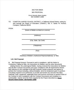 bid proposal template contractor bid proposal template