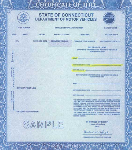 bill of sale ct