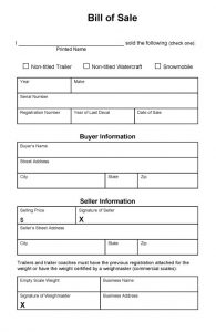 bill of sale for a vehicle bill of sale template