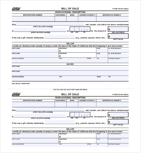 bill of sale for car pdf