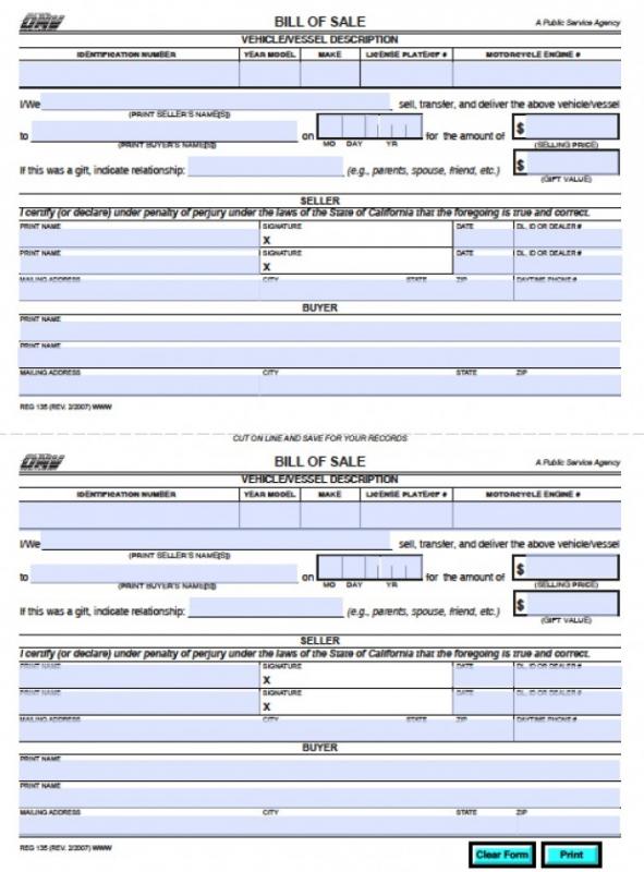 bill of sale for trailers